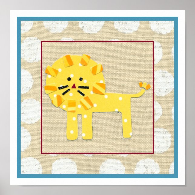 Yellow Lion with White Polka Dots Poster (Front)