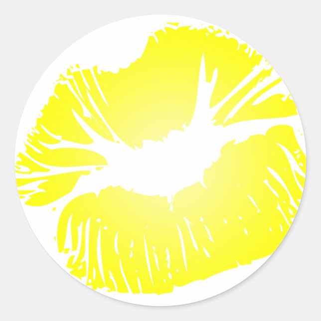 Yellow Lips Classic Round Sticker (Front)