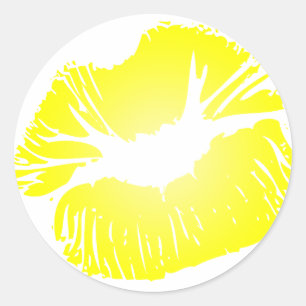 Yellow Lips Classic Round Sticker