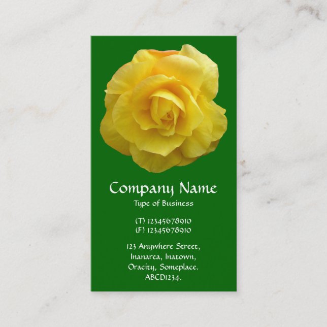 Yellow Lisianthus - Deep Grass Green Business Card (Front)