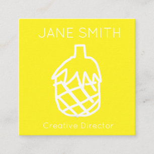 Yellow logo pineapple modern creative industry square business card
