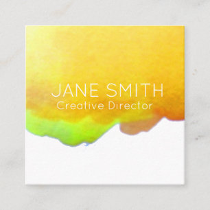 Yellow logo watercolor modern creative industry square business card