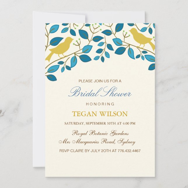 Yellow Love Birds Bridal Shower Invite (Front)