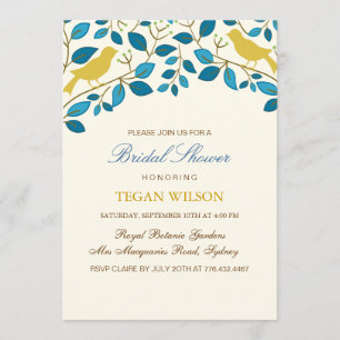 Yellow Love Birds Bridal Shower Invite