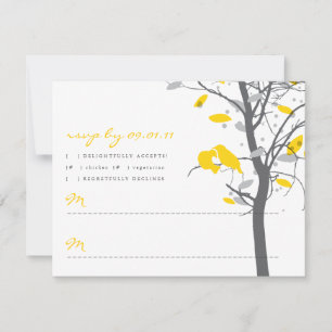 Yellow Love Birds in Tree RSVP - 2 sided Card
