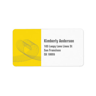 Yellow Love Loopy Heart Wedding Address Labels