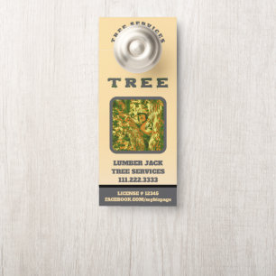 *~* Yellow Lumber Jack TREE  QR Tree Services Door Hanger