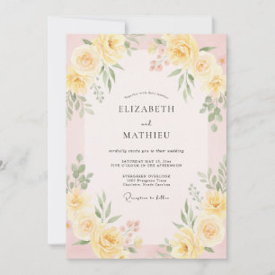 Yellow Luminous Spring Watercolor Wedding Invitation