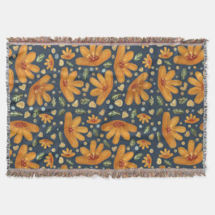 Yellow Luxe Florals Throw Blanket