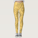 Yellow Magic Vintage Celestial Sun Moon Stars Leggings<br><div class="desc">Leggings</div>
