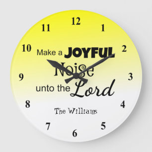 Yellow Make a Joyful Noise Large Clock