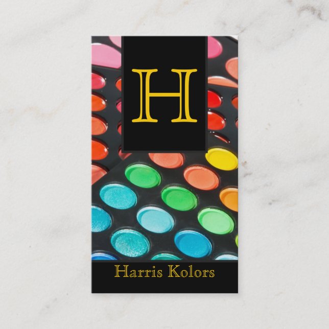 Yellow Make Up Artist Palette Business Card (Front)