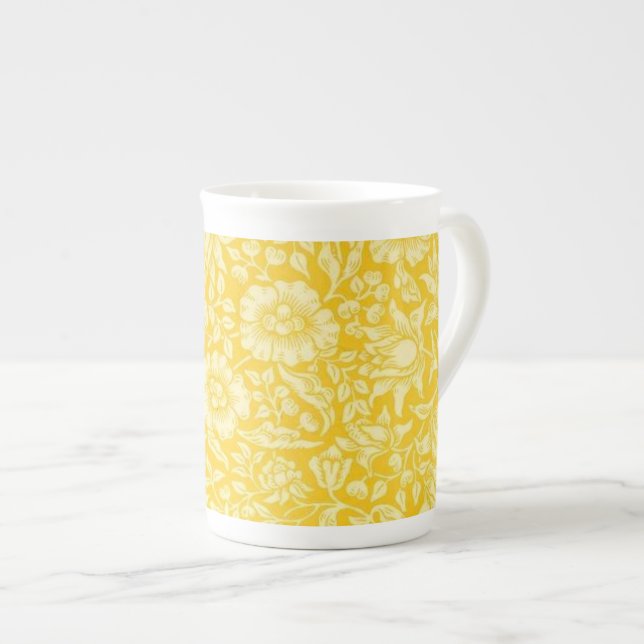 Yellow Mallow Bone China Mug (Front Right)