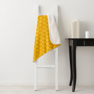 Yellow Mandala Boho Sherpa Blanket