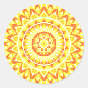 Yellow Mandala Bright Sunshine Boho Cheerful Decal Classic Round Sticker