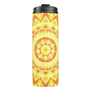 Yellow Mandala Bright Sunshine Travel Boho Pattern Thermal Tumbler