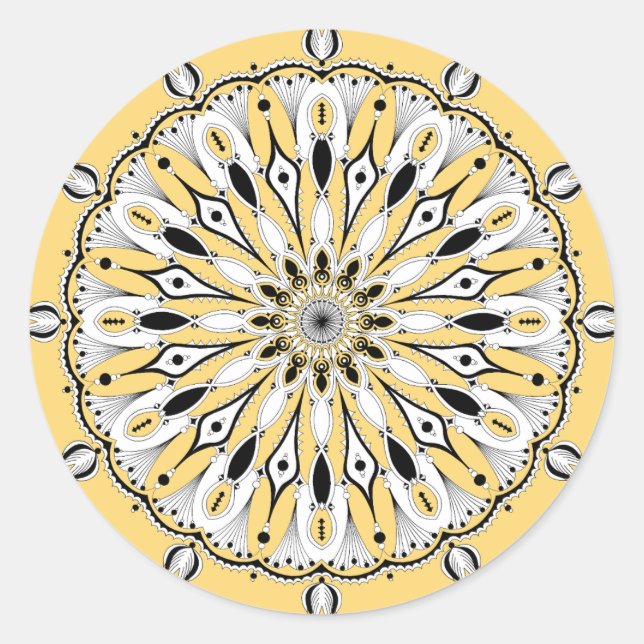 Yellow Mandala (Design 2) Stickers (Front)