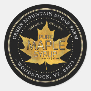 Yellow Maple Leaf Editable Maple Syrup Label