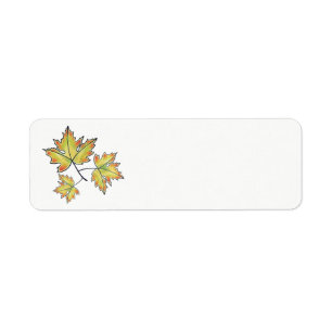 Yellow Maple Leaf Return Address Label