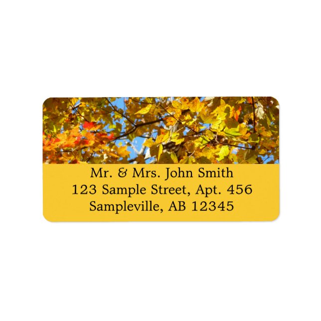 Yellow Maple Leaves and Blue Sky Label (Front)