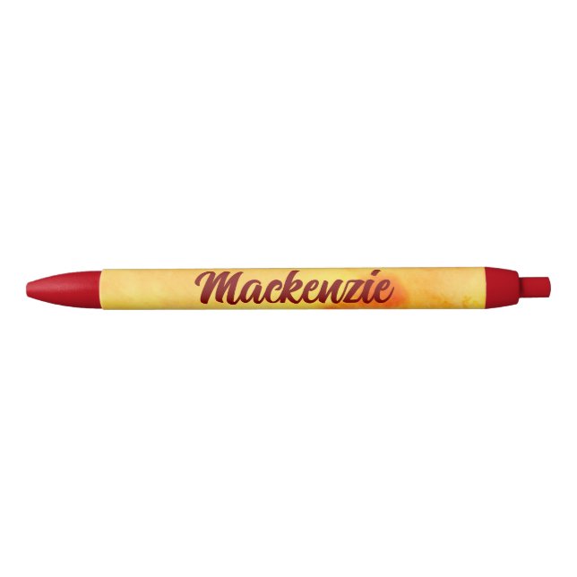 Yellow Marble Abstract with Name in Script Black Ink Pen (Front)