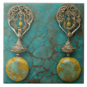 Yellow Marble Metal Art Sculptured Ceramic Tile