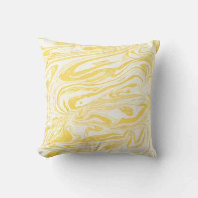 Yellow marble texture. Hand drawn Cushion (Front)