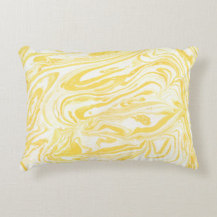 Yellow marble texture. Hand drawn Decorative Cushion
