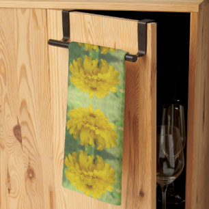 Yellow Marigold Floral Kitchen Towels