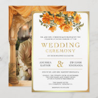 Yellow Marigold Floral South Indian White Wedding
