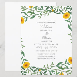 Yellow Marigold Floral Wedding Invitations