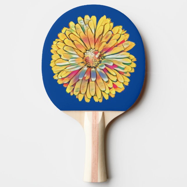 Yellow Marigold Flower Dart Board Ping Pong Paddle (Back)