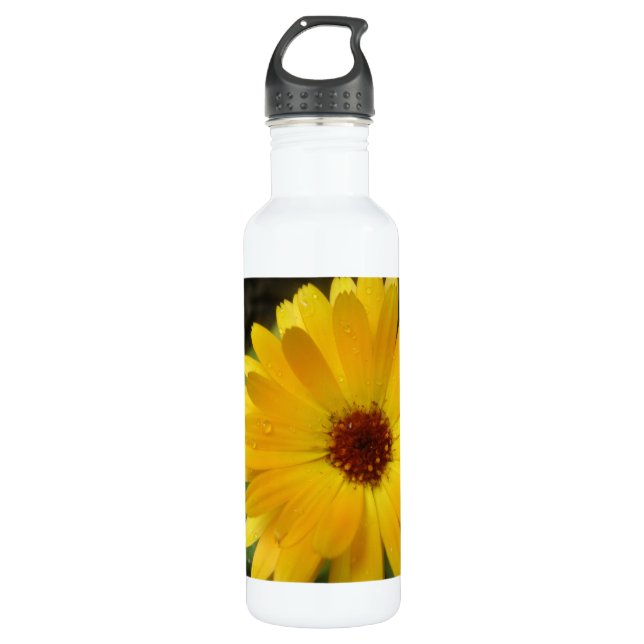 Yellow Marigold Macro 710 Ml Water Bottle (Front)