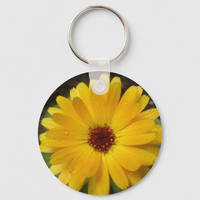 Yellow Marigold Macro Keychain (Front)