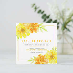 Yellow marigold save the new date wedding