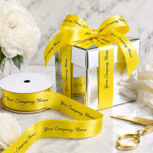 Yellow Marketing Branding Branded Company Name Satin Ribbon