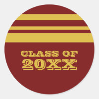 Yellow/Maroon Bold Stripes Graduation Stickers