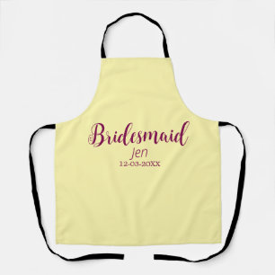 Yellow maroon bridesmaid name date stylish bride t apron