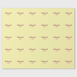 Yellow maroon bridesmaid name date stylish bride t wrapping paper