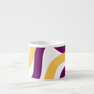 Yellow marron red curvy lines wavy pattern design espresso cup