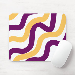 Yellow marron red curvy lines wavy pattern design mouse pad