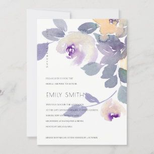 YELLOW MAUVE LILAC FLORAL BRIDAL SHOWER INVITE