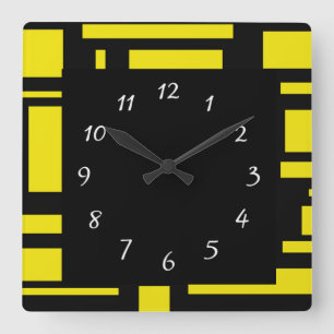 Yellow Maze Square Wall Clock