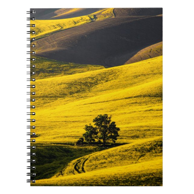 Yellow meadow field in the wind notebook (Front)