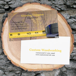 Yellow Measuring Tape Woodworking Professional Business Card
