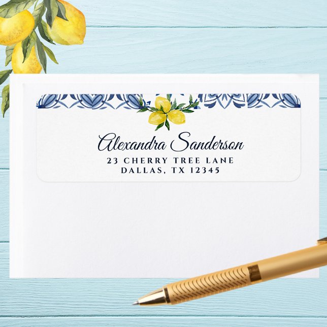 Yellow Mediterranean Lemon Return Address Label (Creator Uploaded)