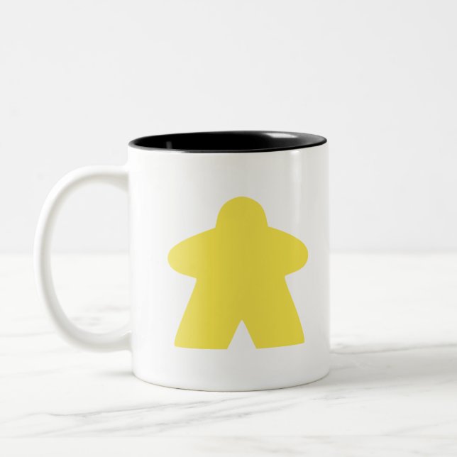 Yellow Meeple Board Game Piece Two-Tone Coffee Mug (Left)