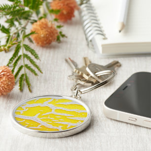 Yellow melon pattern key ring