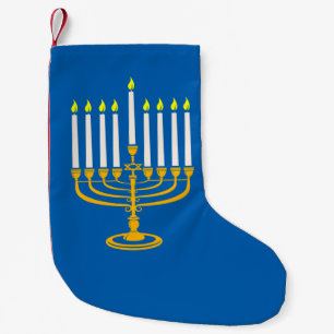 yellow menorah hanukkah jewish print small christmas stocking