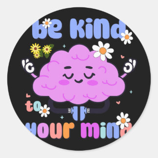 Yellow Mental Health Day Top Kids Funny Mental Hea Classic Round Sticker